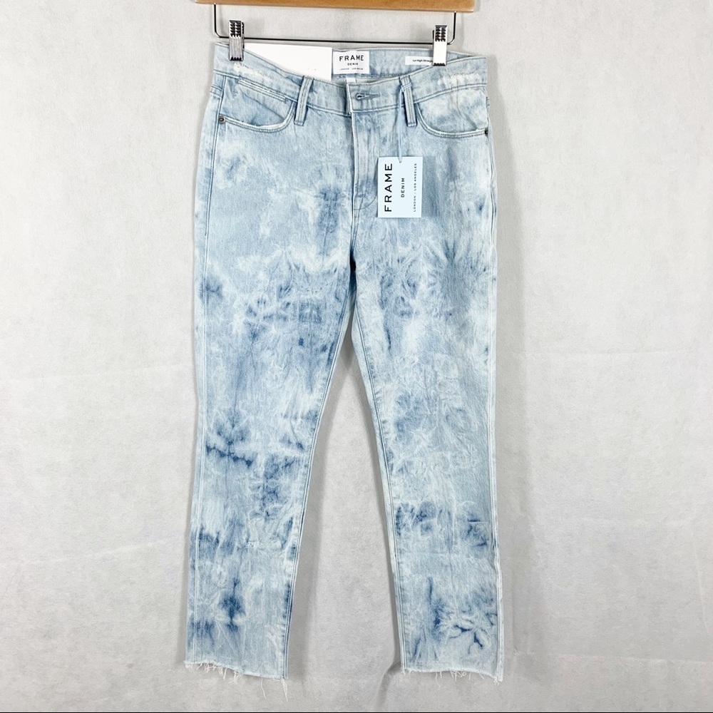 Frame Le High Raw Hem ankle straight leg jeans